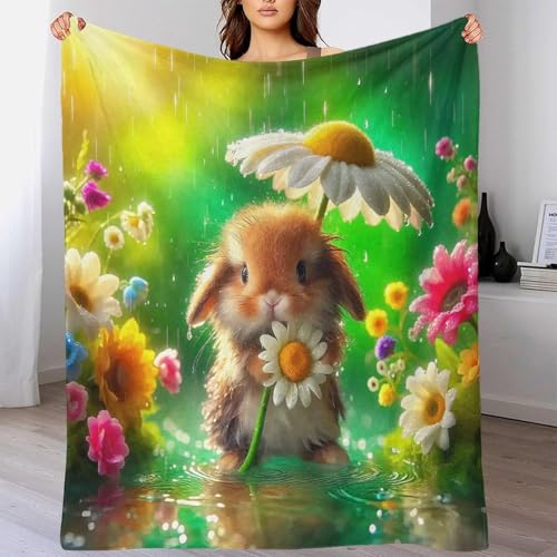 Couverture lapin 3D en microfibre 150x200cm plaid lit et canapé - 6