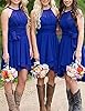 Faxpox Women's Halter Short Bridesmaid Dresses 2025 Ruched Waist A Line Chiffon Formal Cocktail Party Dress Aqua US04 #2