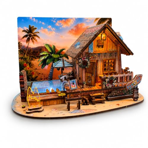 DIY Miniature House Kit for Adults, Hawaii Beach House 3D