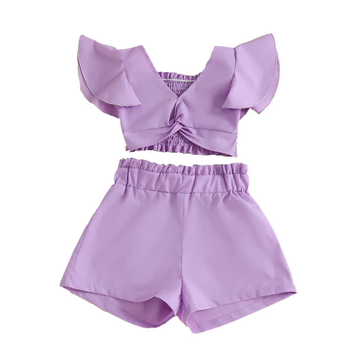 Waghao Toddler Baby Girl Clothes Casual Shorts Short skirts Set Cute Summer Outfits,suitable for girls aged 1-7(Purple shorts 5-6Year)