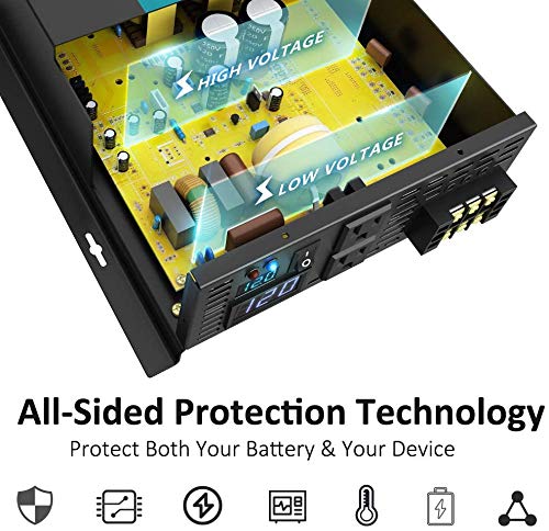 WZRELB Reliable 4000W Pure Sine Wave Solar Power Inverter 12V 110V 120V 60Hz Power Converter LED Display DC to AC Power Generator with Remote Controller Hardwire Terminal