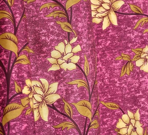 Image of Heavy Polyester Floral Printed Door Light Filtering Curtains for Living Room Bedroom Hall Room, 8 feet Door, Pink, Set of 2