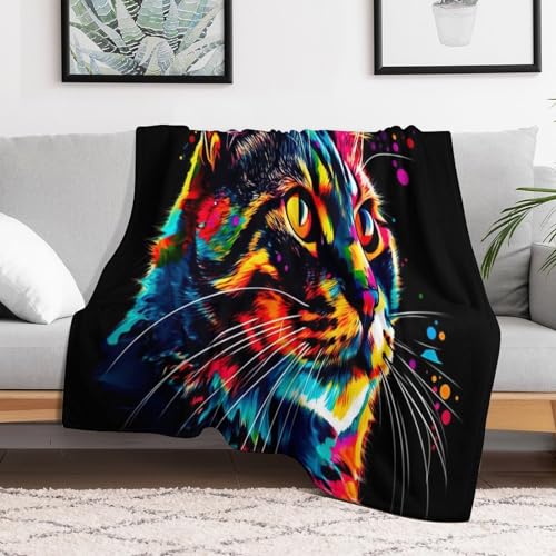 Plaid chat en flannel molleton 130x150cm couverture lit toute saison - 3