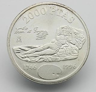 Desconocido Moneda de Plata de 2000 Pesetas deLa Maja Vestida de Francisco Goya del Año 1996