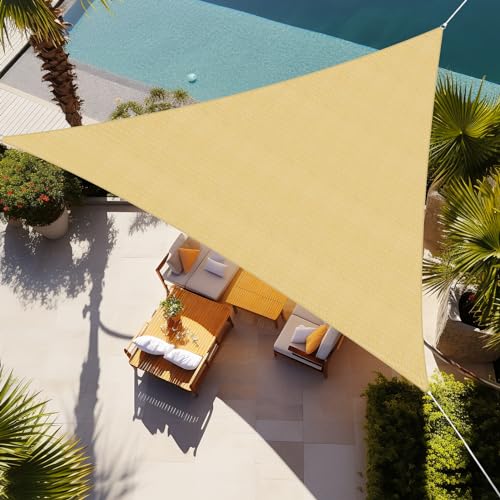 Shade&Beyond Customizable 16'X21'X26.4'Sun Shade Sails Canopy, Beige Shade Sail for Patio Deck Yard Backyard, Triangle