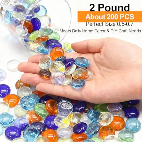 Image of Decorative Glass Pebbles Flat Bottom Beads for Vase, Aquarium & Fish Tank
