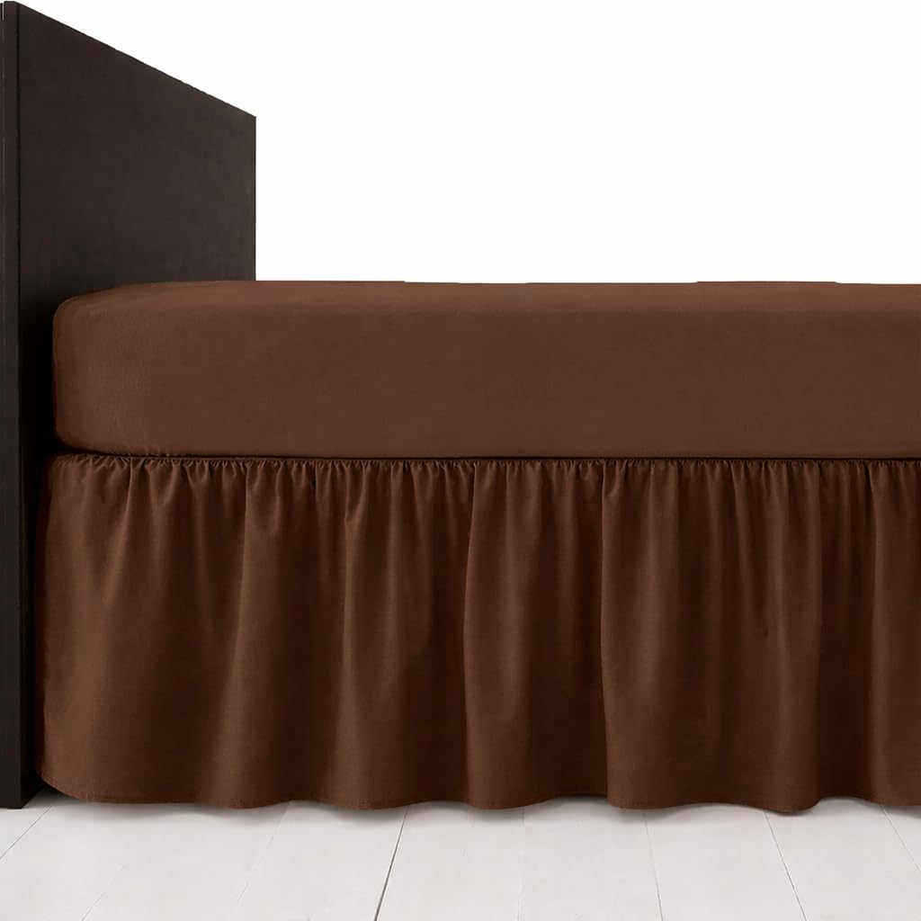 Polycotton Platform Base Valance Sheet – Extra Deep 16” Frill – Under Mattress Bed Skirt, Durable Easy Care, Wrinkle Resistant Bedding (Chocolate, Single)