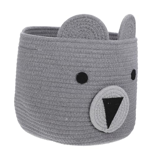 POPETPOP 創意棉縄編みかわいいクマ収納バスケット 大開口デスクトップ用整理ボックス 寝室収納雑貨入れ ベビー用品適用