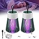 Mozzguard Mosquito Zapper,Elektrischer Insektenvernichter Bug Zapper,2 Stück Tragbar Mosquito Killer Lampe USB,Mückenlampe mit UV-Lampe, Elektrische Fliegenfalle für Außen und Innen