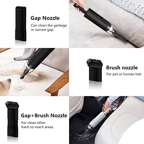 Cordless Handheld Vacuum Cleaner Foldable 450g Lightweight Small Hoover Portable Car Hand Vac with Rechargeable 2500mAh Battery Mini Vacuums with Washable HEPA for Pet, Hair, Stairs and Dust (Black) 6 Gallery Image
