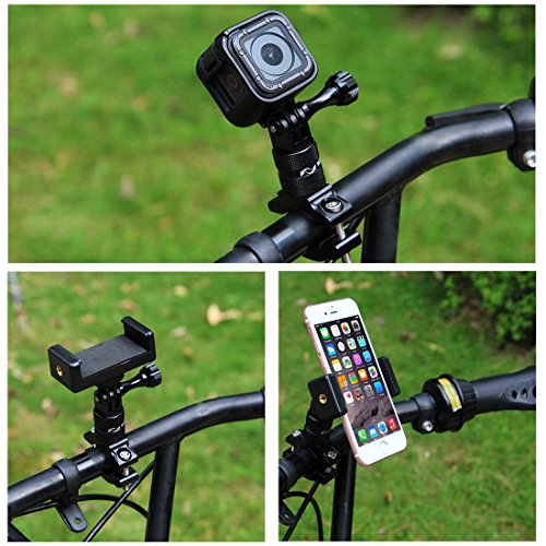 Puluz 360 Degree Rotation Bicycle Bike Aluminum Handlebar Adapter Mount With Screw For Dji Osmo Action Hero 7 Black/Hero 6 / Hero 5 Hero 4 Session Xiaoyi Mijiasport Camera (Black) #TOP6