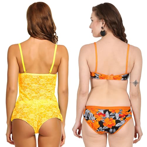 Image of Love Maker Babydoll Lingerie Bra Panty Set Undergarments for Women Honeymoon Nighties Small to 3XL