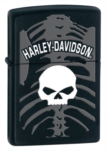 Zippo classic 28085 harley davidson skull black matte lighter NEW