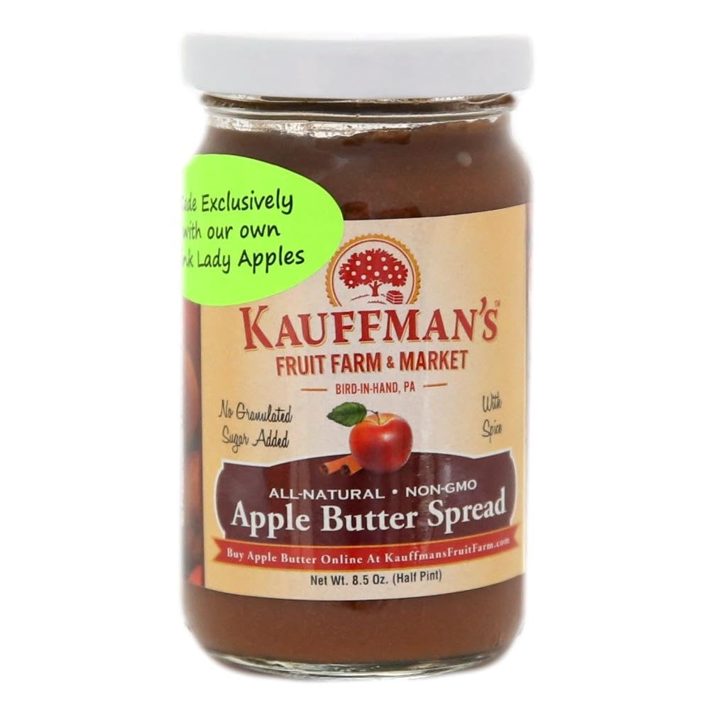Kauffman Orchards Apple Butter Spread, Made with Pink Lady Apples, 8.5 Oz. Jar (Pack of 6 Jars)