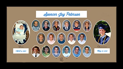 Birth To Graduation 25" X 14" (B-18) Picture Frame, School Years Picture Frame K-12 (Brown) #TOP1