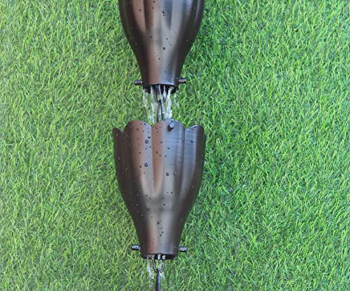 KAM Home XL Scallop Aluminium Cups Rain Chain (8.5Foot) (Black)