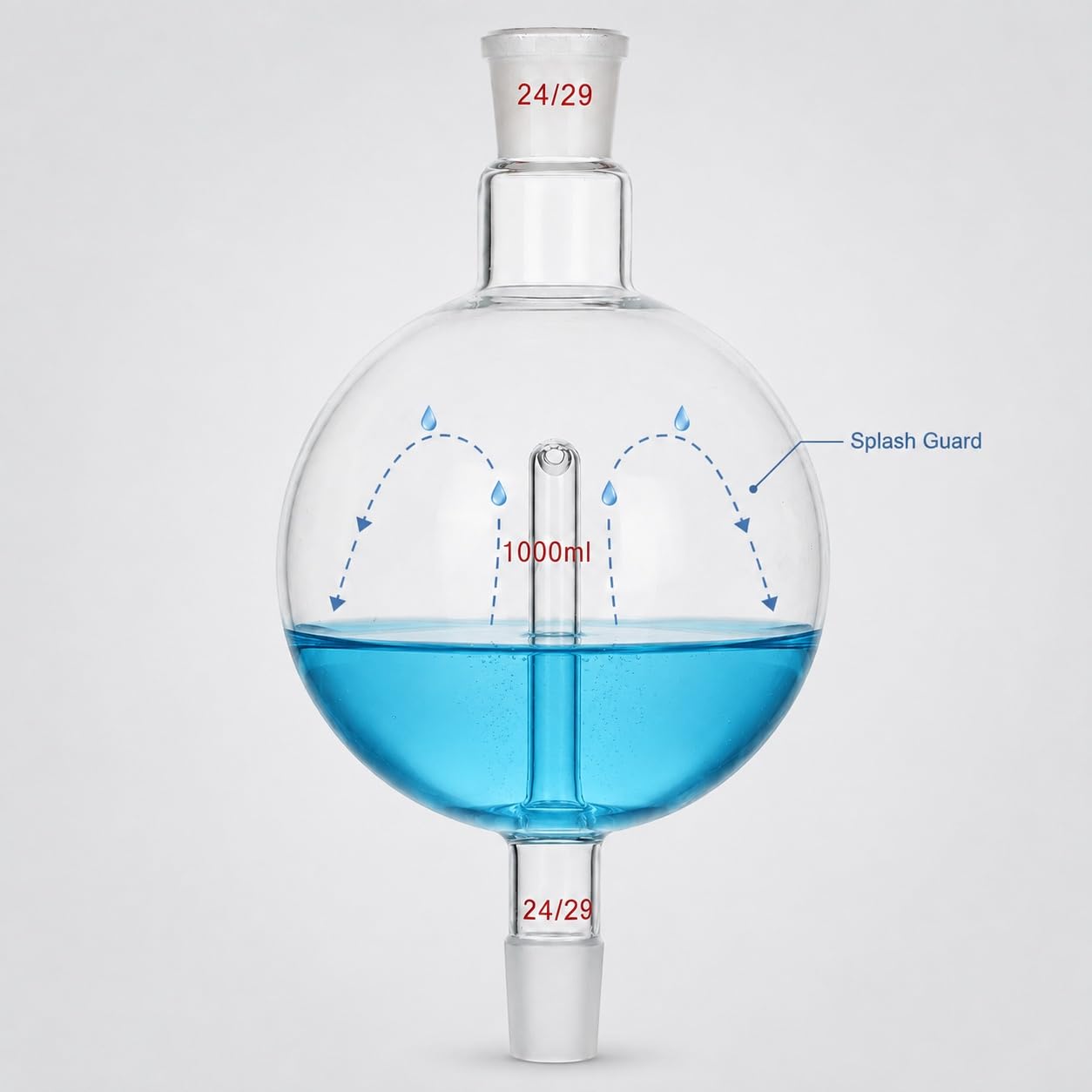 Glas Spritzschutz-Kopf Rotationsverdampfer-Falle-1000ml-24/29 19/26