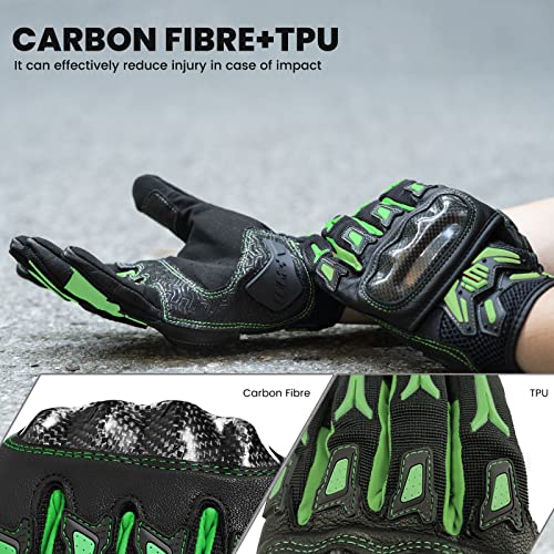 Ilm Motorcycle Motocross Cycling Off-Road Dirt Bike Gloves For Men Women Touchscreen Hard Knuckle Atv Mtb Guantes (Green, Xl) #TOP4