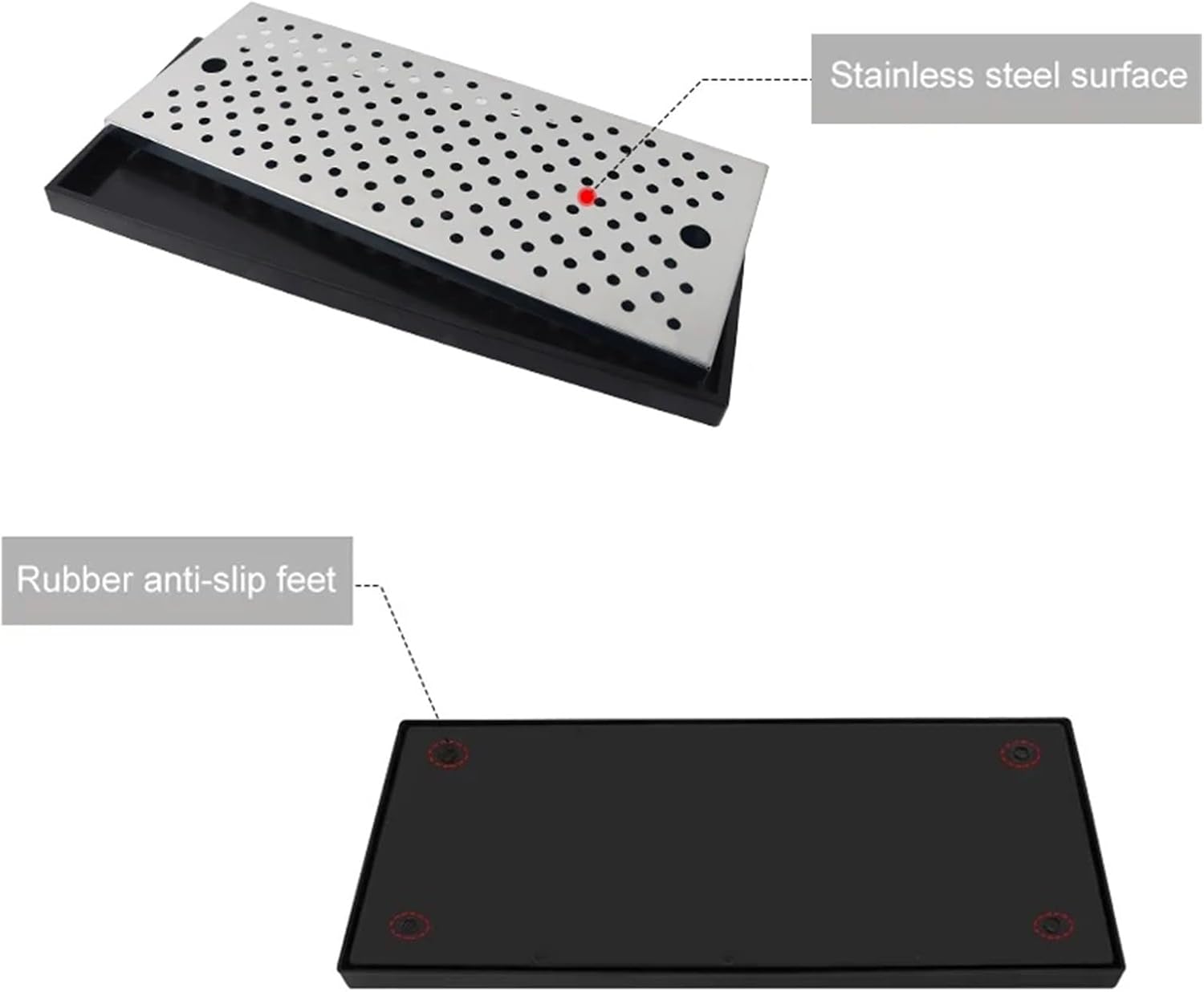 Homebrew Surface Mounted Beer Drip Tray,50cm Long Shape Kegerator Draft Tower Drip Tray for Beer Beverage No Drain Type Bar Tool