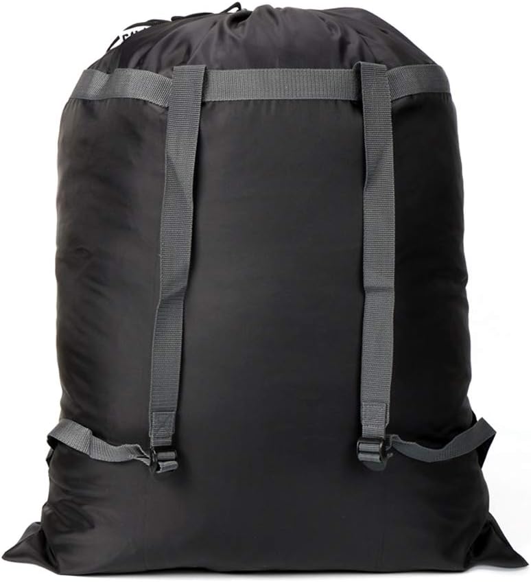 CALACHLaundry Bag Backpack, 27” x 34”Sturdy Laundry Bag with Shoulder Straps Drawstring Closure Heavy Duty Foldable Laundry Backpack for College, Travel, Laundromat, Apartment (black)