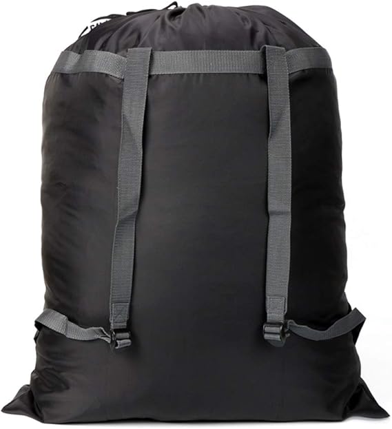 Black Extra Large Laundry Bag Backpack, Sturdy Heavy Duty Laundry Backpack with