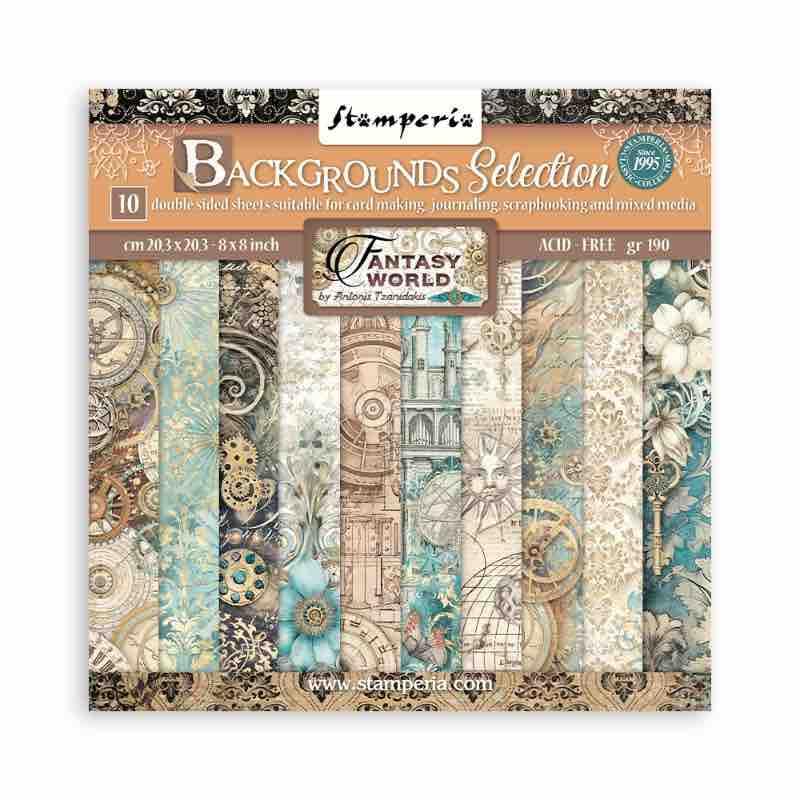 Stamperia International KFT Stamperia Mini Scrapbooking Pad 10 20.3 x 20.3 cm (8x8) Backgrounds Sir Vagabond in Fantasy World