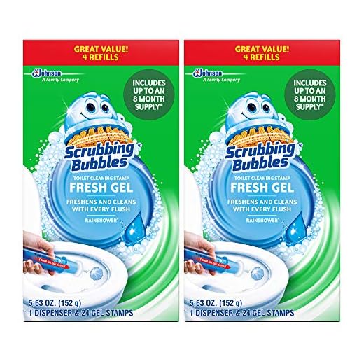 Scrubbing Bubbles Fresh Gel Toilet Cleaning Stamp Refill Value Pack, Rainshower, 24 Stamps, 2 Pack