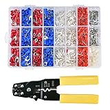 Crimpzange kabelschuhe Crimpzangen Set Elucku Aderendhülsen mit 1000 Stück Kabelschuhe 0,02-6mm² Multi Crimpwerkzeug Set für isolierte, unisolierte Crimpklemme.