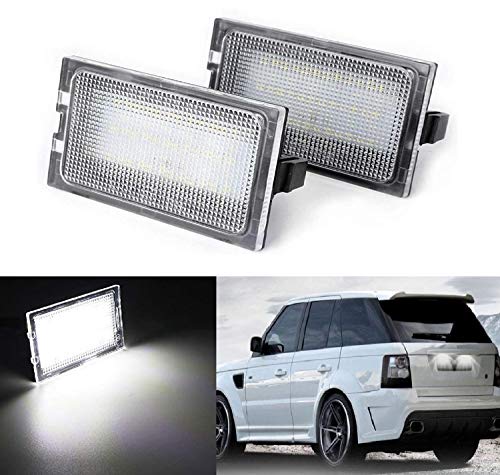 Jyzpine tree LED Number License Plate Light 18SMD 6500K Super White LED Lights with Canbus Error Free Assembly Replacement for Land Rover L319 L359 LR2 LR3 LR4 Range Rover Sport L320 (Pack of 2Pcs)