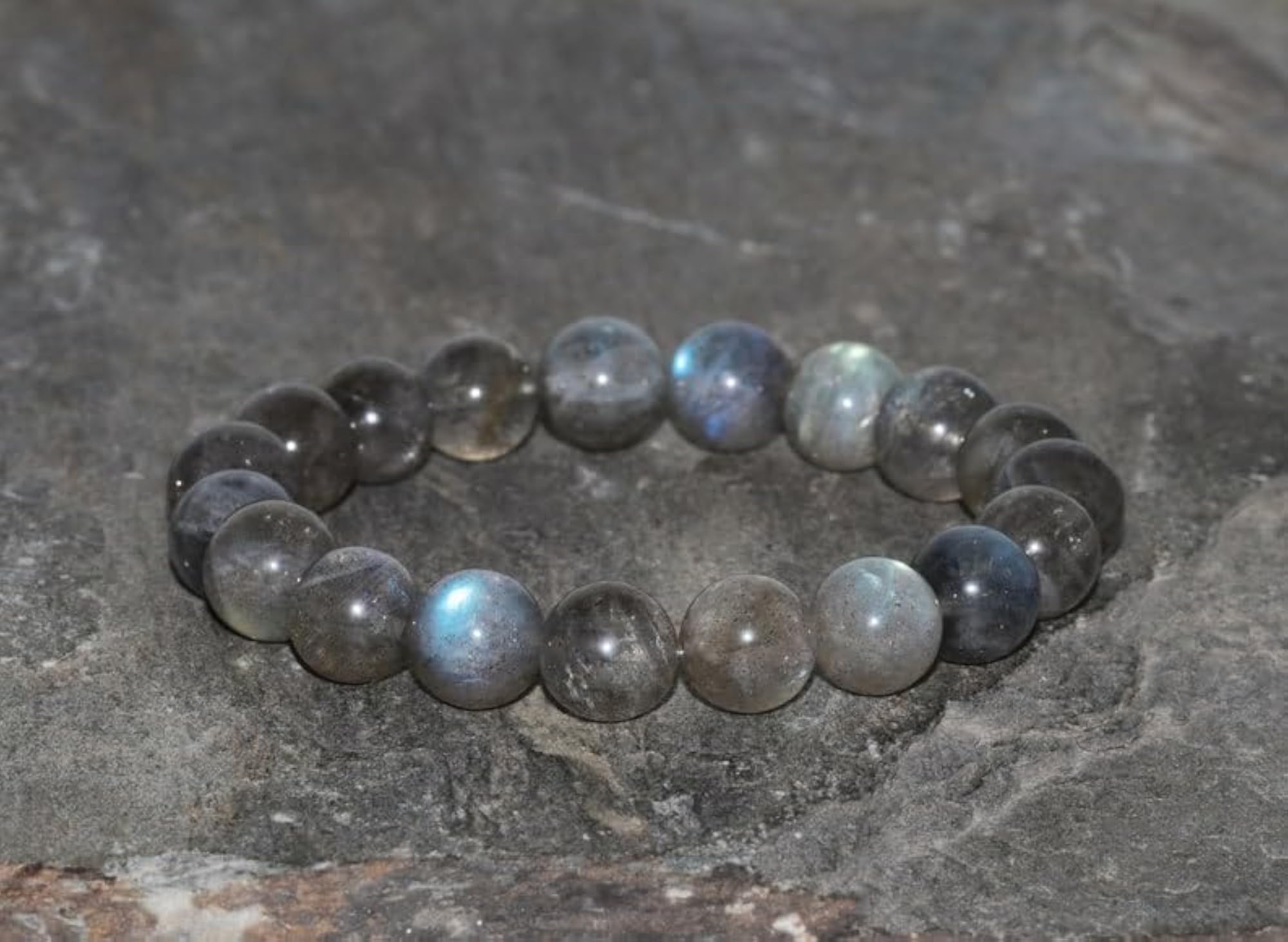 Unisex Natural Madagascar Labradorite Stretchable Bracelet, Healing Gift