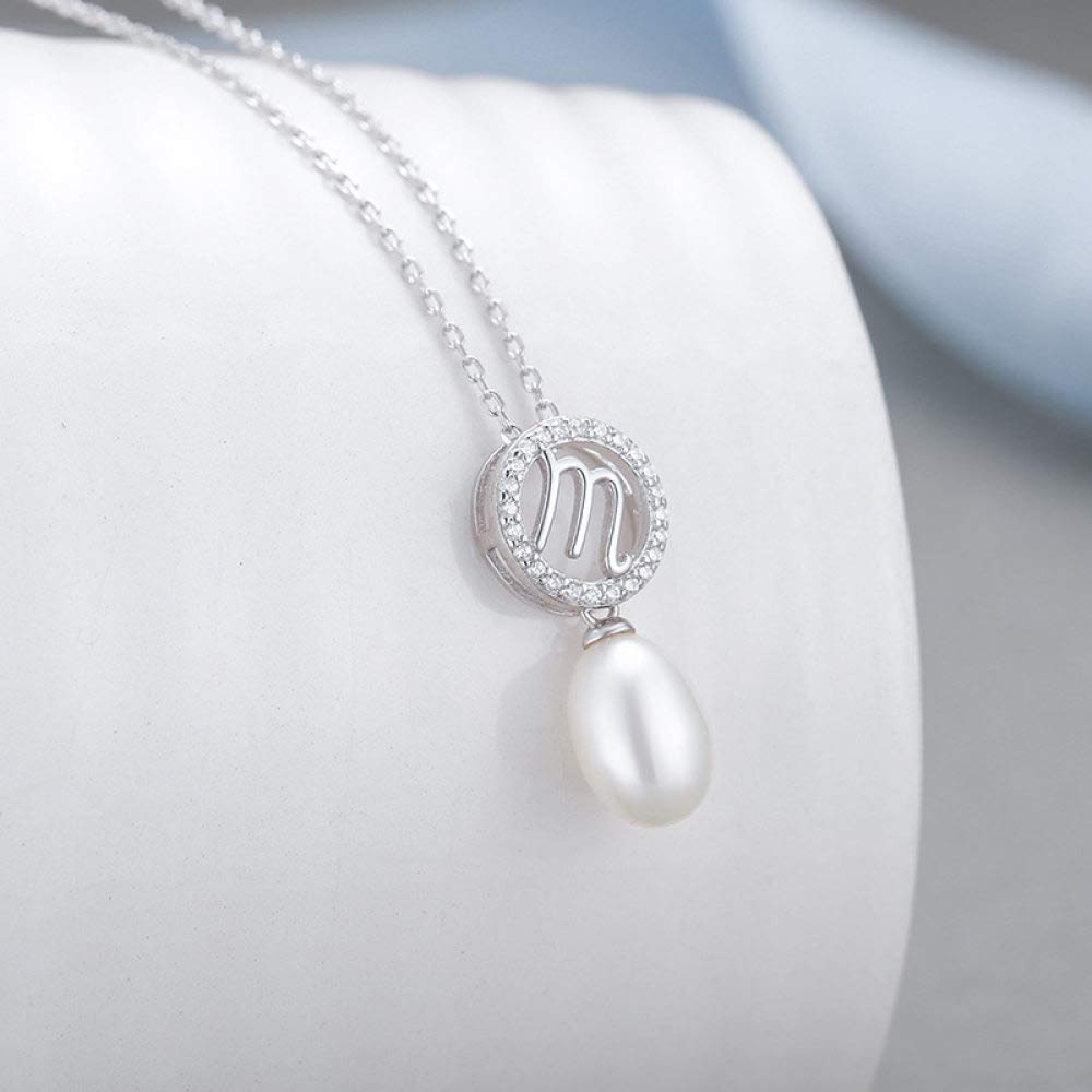 Collana Per Constellation,Collana Scorpione S925 Argento 12 Oroscopo Segno Simbolo Pendente Gioielli Perla Creativa Perla Clavicola Catena, Moda Charm Astrologia Gioielli Segno Stella Regali Per Le D