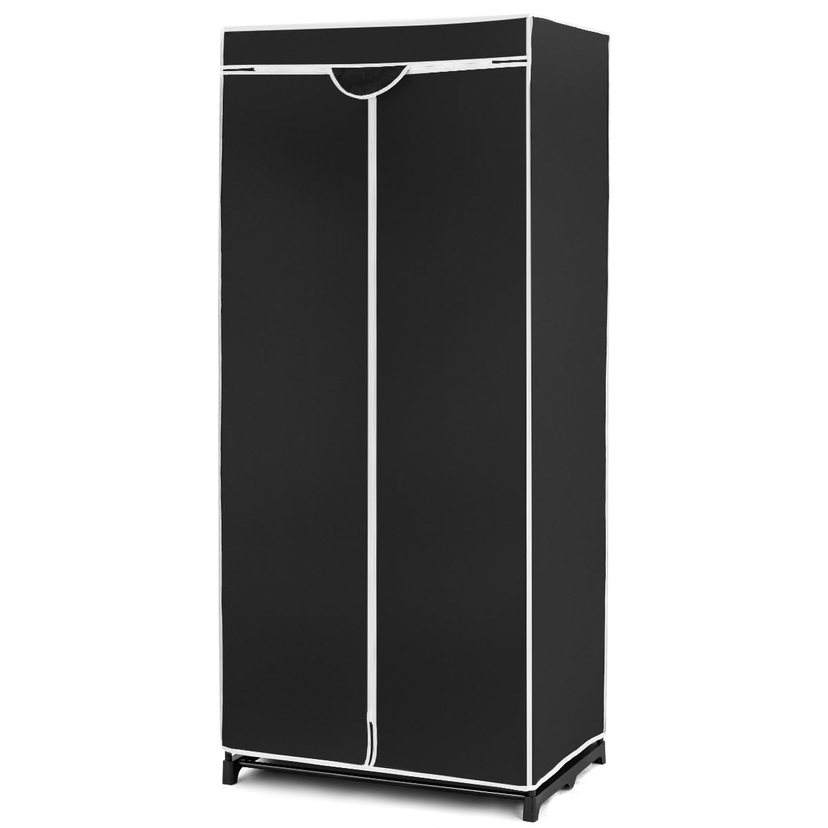 SOARS Kleiderschrank, Stoffschrank mit Kleiderstange stabil & Ablage, Kleiderschrank Stoff mit Metallgestell, Faltschrank 74 x 50 x 172 cm, für Schlafzimmer, Ankleidezimmer (Schwarz)