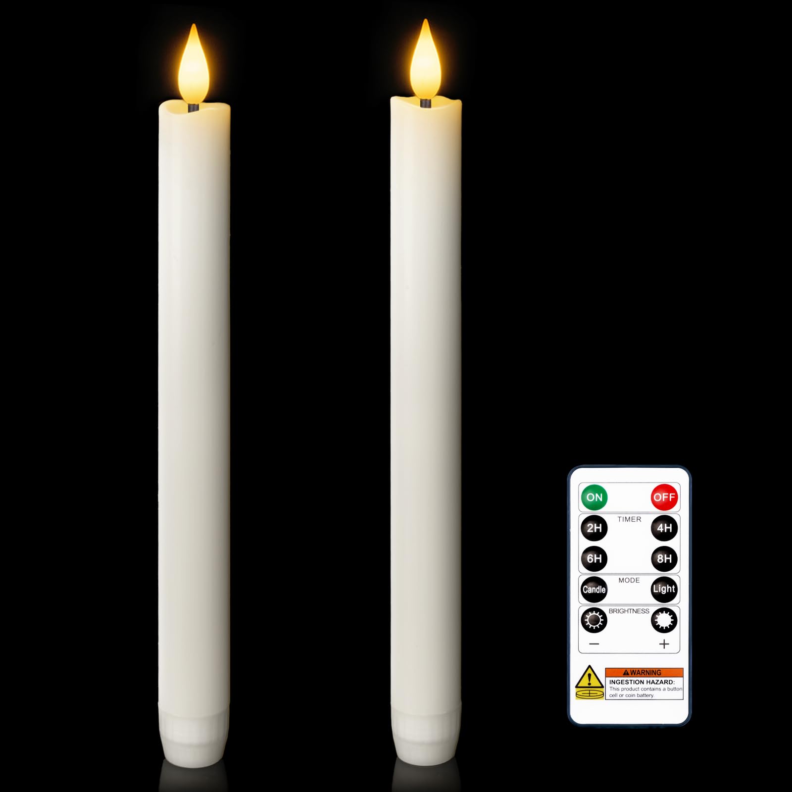 Photo 1 of ****MISSING CONTROL***Homemory 2 Pcs White Flameless Taper Candles with Remote and Timer, Real Wax Made 9.6" Battery Operated Candle Stick Flickering, Led Taper Candles with Lifelike Flame for Indoor Home Decor