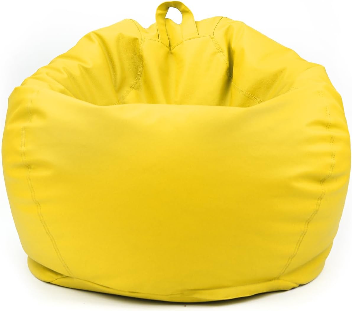LUXE DECORA Classic Round Faux Leather Bean Bag with Polystyrene Beads Filling (L, Yellow) Buy