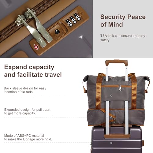 Image of 20-Inch Carry-On Luggage Set (3-Piece) - Lightweight & Durable Hardshell Spinner Suitcase with TSA Lock | PC+ABS Material | Airline Approved for Business and Family Travel, in Purple