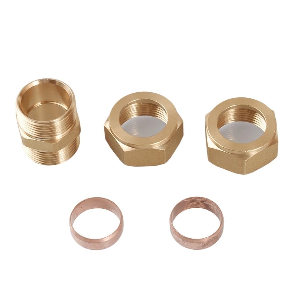 Ferrule Tube Fitting 1pc Tube Compression Connector, Brass Pipe Connection Fitting, Air Conditioning Copper Coupler(22mm)