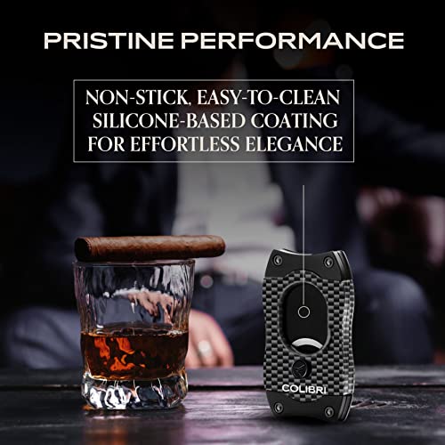 Colibri S-Cut Cigar Cutter, Carbon Fibre Pattern, Classic Straight Cut, Up-to 66 Ring Gauge Cigars, Non-Stick Coating - Image 4