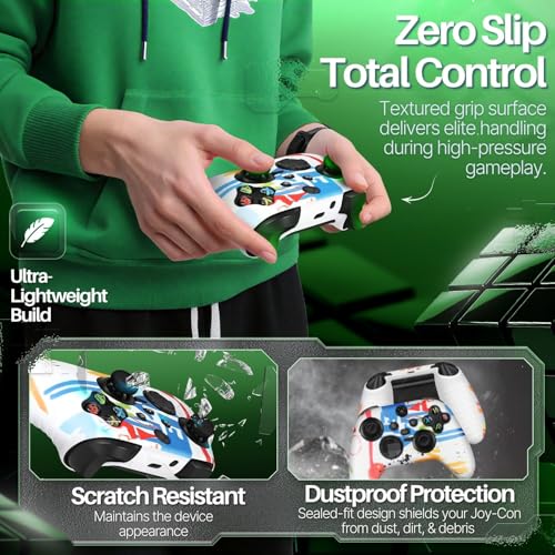 Image of TNP Silicone Case Cover for Xbox Series X /S Controller Skin Shell + 8 Pro Thumb Grips Set (Paint) Ergonomic Textured Grip Dust Protector Compatible with New Xbox Series S X Controller Accessories