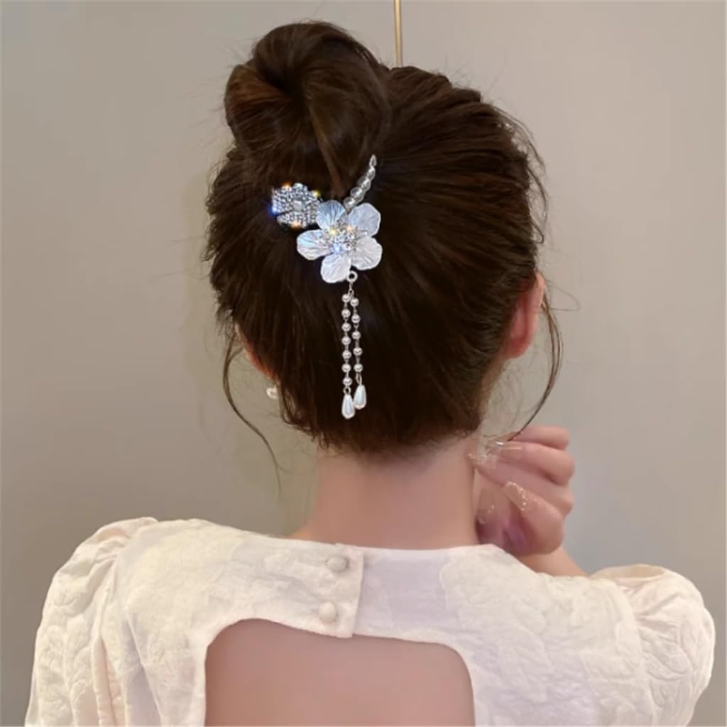 JFDBGU Fiore del tè Conchiglia Nappa di Cavallo Bottone Fermaglio for Capelli Perla Strass Versione Coreana Fermaglio for Capelli Piastra Testa Pillola Copricapo for Capelli
