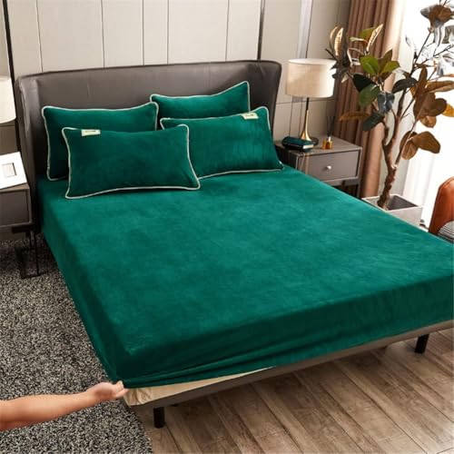 Samt Spannbettlaken 90x200 cm Warm Winter Frottee Spannbetttücher, Highdi Microfleece Flausch Vert Spannbetttuch 90 x 200 Boxspringbett… – Ansicht 6