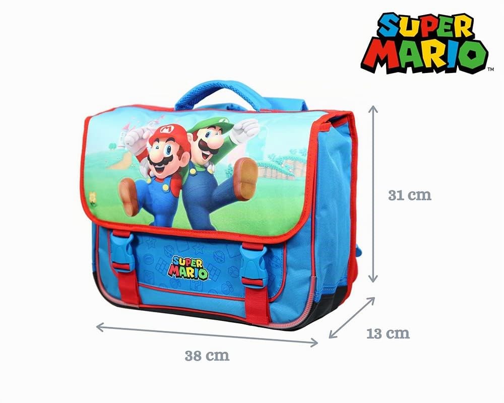 Cartable 38 cm Super Mario Jeu Vidéo Bleu Bagtrotter