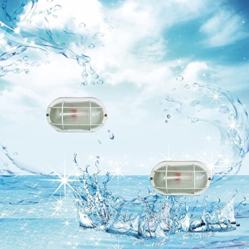 Applique murale extérieure E27 lot de 2 plafonniers étanches IP65 blancs avec verre