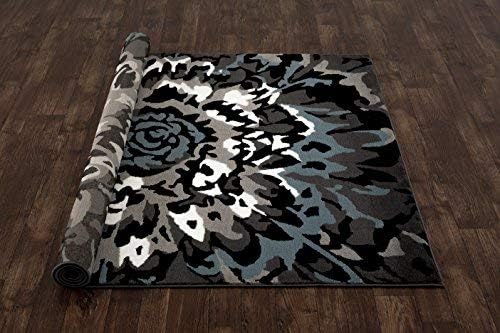 Modern Large Floral Pattern Area Rug 2' x 3' Blue/Gray