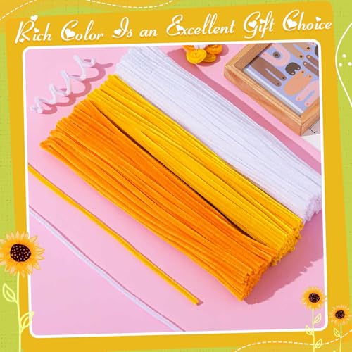 Image of Peryiter 500 Pcs Pipe Cleaners for DIY Flower Bouquets, Chenille Stems for Graduation Bouquet Crafts, Fuzzy Sticks for Handmade Flowers, DIY Gift, Art Projects(Sunflower Color,12 Inch)
