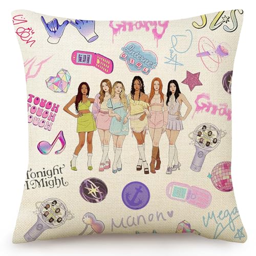 salmophy Cats Eye International Girl Group Pillow Cover 18x18 for Katseye Birthday Decorations Bedroom Dorm Living Room Office Party Deco Merch Gifts Throw Pillow