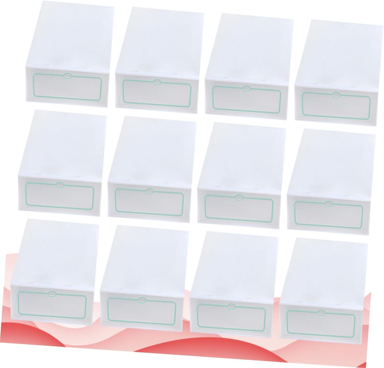 KICHOUSE 12pcs Stackable Shoe Storage Boxes Thickened Large Plastic Shoe Containers White Organizers for Closet and Home Storage