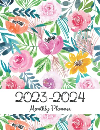 2023-2024 Monthly Planner: A Large Minimalist Two Year Planner With Watercolor Floral Cover (January 2023 To December 2024) #TOP21