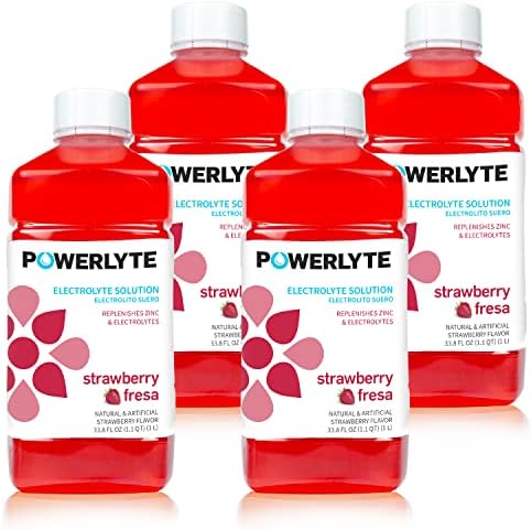 POWERLYTE Sport Hydration Solution Electrolyte Drink for Adults and Children | Electrolyte Recovery and Rehydration Drink Replaces Electrolytes, Fluid & Zinc | Strawberry | 1 Liter | 4-Pack