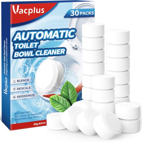 Image of Vacplus Toilet Bowl Cleaner Tablets 30 PACK New Packaging, Automatic Toilet Bowl Cleaners with Bleach for Deodorizing and Descaling, Bathroom Cleaner
