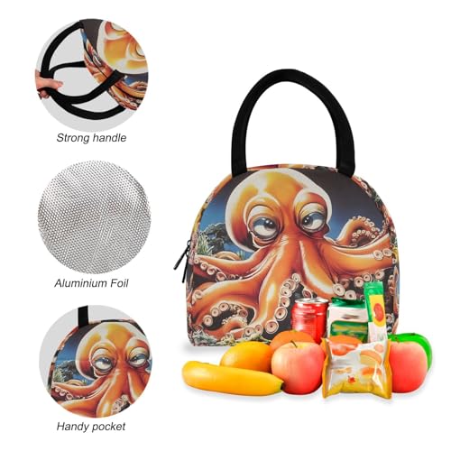 Backpack Lunch Box Set Large Capacity Travel Backpacks and Insulated Lunch Bag for Commute Hiking Picnic Cute Octopus Print4